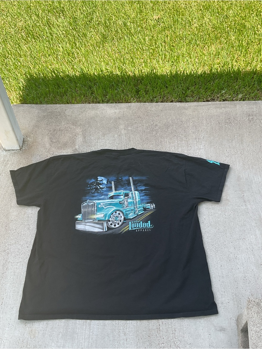 Stay Loaded Apparel Semi Truck Graphic T Shirt Black Big Rig Trucker Tee